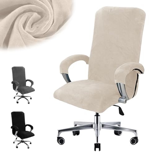 Hengrongshen Bürostuhl Bezug, Office Chair Cover mit Armlehne, Abnehmbare Sitzbezug Bürostuhl, Bezug für Bürostuhl, Computer Stuhl, Drehstuhl (Beige, L) von Hengrongshen