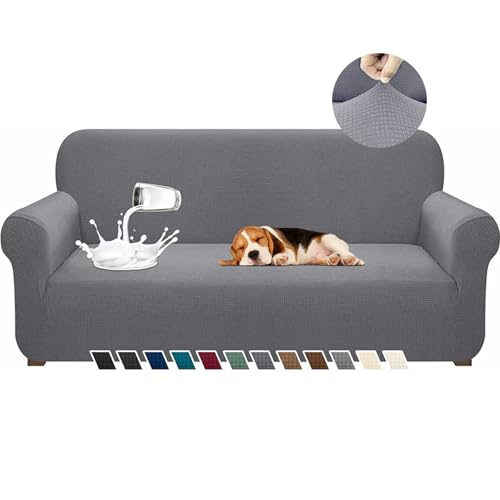 Hengrongshen Couch Überzug L Form, Universal Sofahusse 1/2/3/4 Sitzer mit Wasserdicht & Anti-Falten, Sofa Überzug für Sofa Cover L Shape, U Shape, Universal Sofaüberzug (4 Sitzer, 230-300cm, Hellgrau) von Hengrongshen