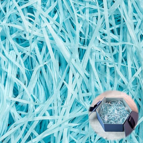 Hengrongshen Füllmaterial Geschenk, 500g Füllmaterial für Pakete Hochwertiges, Geschreddertes Papier Geschenkbox-Dekoration für Weihnachten, Hochzeit, Jahrestag, Valentinstagsparty（Blau） von Hengrongshen