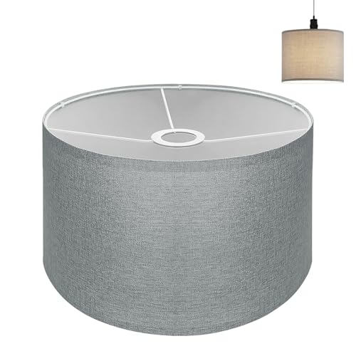 Hengrongshen Lampenschirm Hängelampe Grau, Durchmesser 30cm, Lampenschirm Stehlampe für E27 Leuchten, Lampenschirme für Tischlampe für Tisch, Boden Und Hängelampen von Hengrongshen