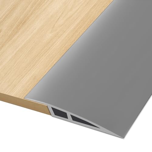 Hengrongshen PVC Türschwellen Leiste, 1M * 7CM Übergangsprofil Selbstklebend, Übergangsleiste Boden Höhenausgleich Abdeckleiste für Parkettböden Laminate Schwellen (Grau, für 15mm bis 20mm) von Hengrongshen