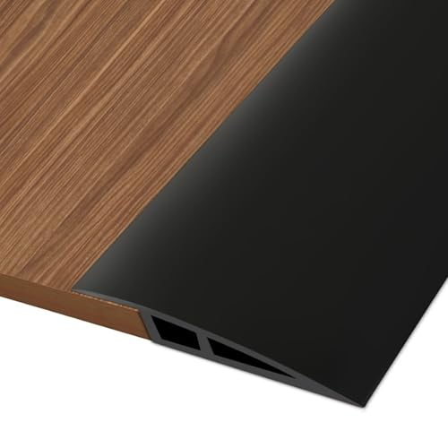 Hengrongshen PVC Türschwellen Leiste, 1M * 7CM Übergangsprofil Selbstklebend, Übergangsleiste Boden Höhenausgleich Abdeckleiste für Parkettböden Laminate Schwellen (Schwarz, für 15mm bis 20mm) von Hengrongshen