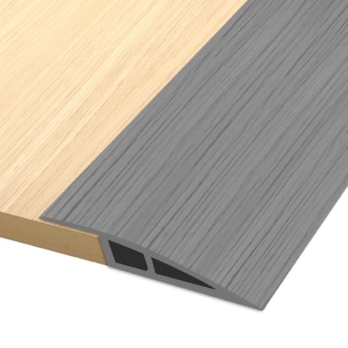 Hengrongshen PVC Türschwellen Leiste, 2M * 5CM Übergangsprofil Selbstklebend, Übergangsleiste Boden Höhenausgleich Abdeckleiste für Parkettböden Laminate Schwellen (Grau Holz, für 5mm bis 10mm) von Hengrongshen