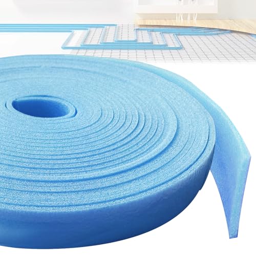 Hengrongshen Randdämmstreifen,50mm x 5mm x 20m Randdämmstreifen Selbstklebend, Randdämmstreifen für Ausgleichsmasse Zur Abdichtung Zwischen Fußbodenheizungsplatten und Wänden(Blau) von Hengrongshen