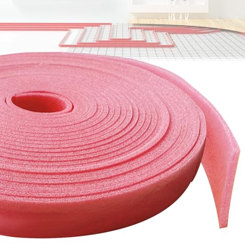 Hengrongshen Randdämmstreifen,50mm x 5mm x 10m Randdämmstreifen Selbstklebend, Randdämmstreifen für Ausgleichsmasse Zur Abdichtung Zwischen Fußbodenheizungsplatten und Wänden(Rosa) von Hengrongshen
