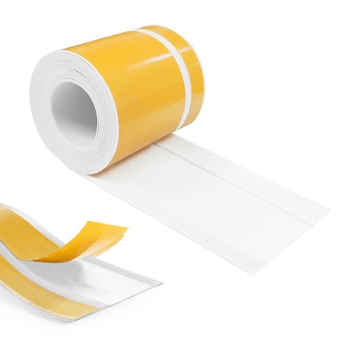 Hengrongshen Sockelleiste Selbstklebend,Weiß PVC Weichsockelleiste 50 mm x 20 mm x 24 m, Flexible Leisten Selbstklebend Geeignet für Büros, Arbeitszimmer, Küchen, Badezimmer (Weiß) von Hengrongshen