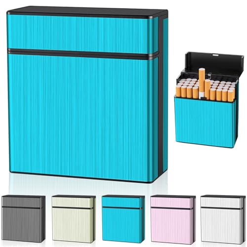 Hengrongshen Zigarettenetui für 40 Zigaretten, Groß Zigarettenetui Metall, Magnetisierte Deckel Zigarettenbox XXL, Zigaretten Box für Damen Herren (Blau) von Hengrongshen