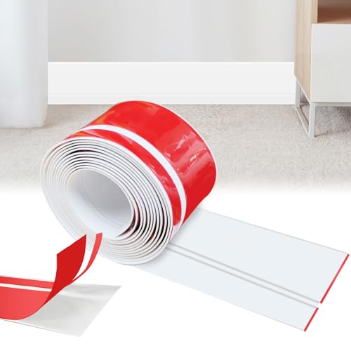 Weichsockelleiste Selbstklebend, 20 x 60mm x 5m Sockelleiste Selbstklebend für Küche und Badezimmer, Weich Sockelleiste Selbstklebende Abschlussleiste aus PVC, Flexible Knickleiste fußleisten - Weiß von Hengrongshen