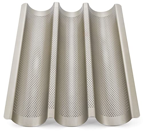 Hengsong Baguette Backform,Baguette-Backblech,Baguetteblech,3 Mulden,für Brotbackform &Toastbrot Backform,ca.38.5×28.5×3.5cm,für 3 Baguettes,Gold Hengsong Baguette Backform,Baguette-Backblech,Baguetteblech,3 Mulden,für Brotbackform &Toastbrot Backform,ca.38.5×28.5×3.5cm,für 3 Baguettes,Gold von Hengsong