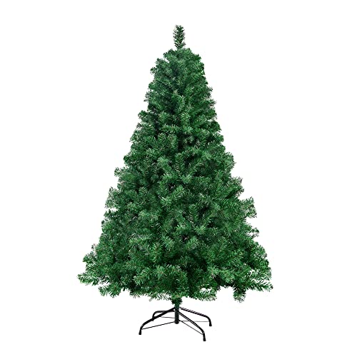 Weihnachtsbaum künstlich,150 cm (Ø ca. 75 cm), 420 Zweige, schwer entflammbar PVC Tannenbaum, Christbaum mit Schnellaufbau Klappsystem, enthalten Christbaum Ständer, einfacher Aufbau, Grün von Hengsong