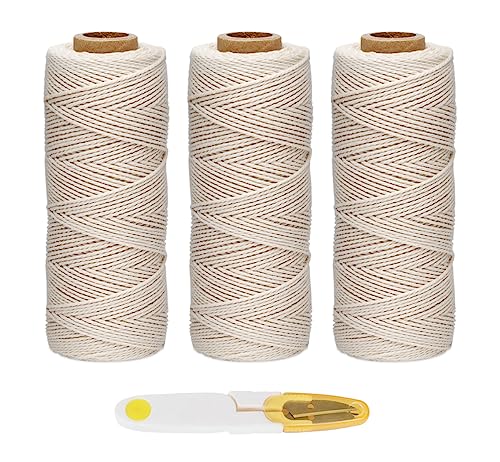 Makramee garn,3er 100m Kordel,Schnur,Makramee für DIY Handwerk,mit Papierrollenkern ca.1mm*100m/Rolle,Beige von Hengsong