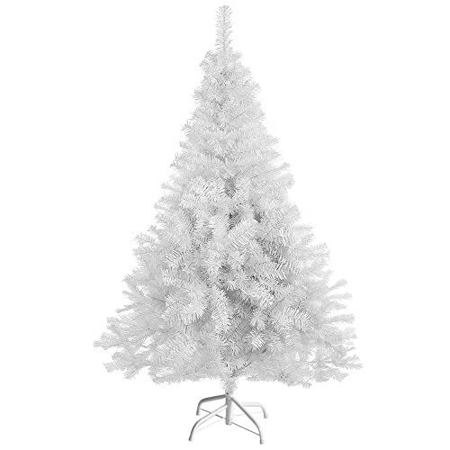 Weihnachtsbaum Künstlich,150 cm (Ø ca. 75 cm), 420 Zweige, schwer entflammbar PVC Tannenbaum, Christbaum mit Schnellaufbau Klappsystem, enthalten Christbaum Ständer, Weiß von Hengsong