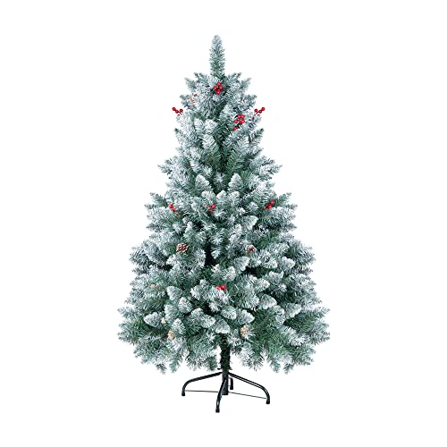 Weihnachtsbaum Künstlich,mit Schnee,Kã¼nstliche Weihnachtsbã¤ume,150cm,Øca.75cm,Schwer Entflammbar PVC,Tannenbaum Künstlich mit Kiefernzapfen,Weiß von Hengsong