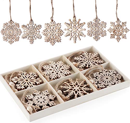 Weihnachtsbaumschmuck Holz,18er Schneeflocken Deko,Schneeflocken mit Schnur,für Christbaumschmuck Holz,Holzanhänger Weihnachten&Winter Deko,6 Muster Weihnachtsbaumschmuck Holz,18er Schneeflocken Deko,Schneeflocken mit Schnur,für Christbaumschmuck Holz,Holzanhänger Weihnachten&Winter Deko,6 Muster von Hengsong