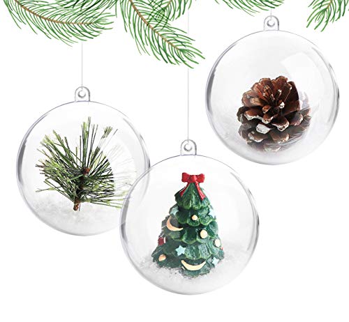 Weihnachtskugeln zum Befüllen,Weihnachtskugeln zum Bemalen,20 Stück Kugeln zum Befüllen, für Weihnachtsbaumschmuck Hochzeit,Transparent,Plastik,8cm von Hengsong