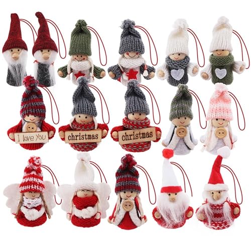 Wichtel,16 Weihnachtself,Weihnachtswichtel für Weihnachtsdeko Innen&Christmas Decorations,mit Weißes Schlüsselband,ca.7-8cm,Rot von Hengsong