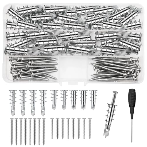 Hengxinchen 109Stück Rigipsdübel Metall,Hohlraumdübel Metall mit Schrauben,Selbstbohrender Gipskartondübel,Rigips Dübel für Schwere Lasten zur Befestigung in Beton,Ziegeln, Stein,Gipsbauplatten UVM von Hengxinchen