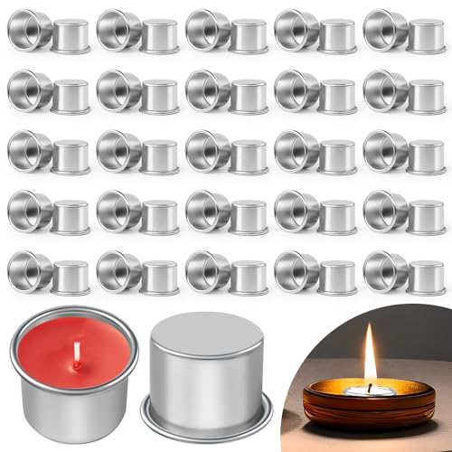 Hengxinchen 50 Stück Silber Kerzentülle Stabkerzenhalter, Klein Kerzenhalter für Stabkerzen, Kerzentüllen aus Metall, Kerzenhülsen Stabkerzen Deko für Teelichter, Baumkerzen und Kerzenleuchter von Hengxinchen
