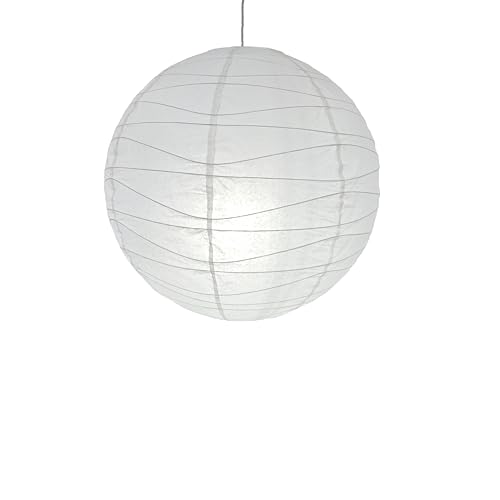 Henjjras HJ-Z1807WH Papier-Lampenschirm, rund, unregelmäßiges Wellendesign, faltbar, Reispapier, Grün, für Wohnzimmer, Schlafzimmer, Dekoration, Geschenk (60 cm), Weiß von Henjjras