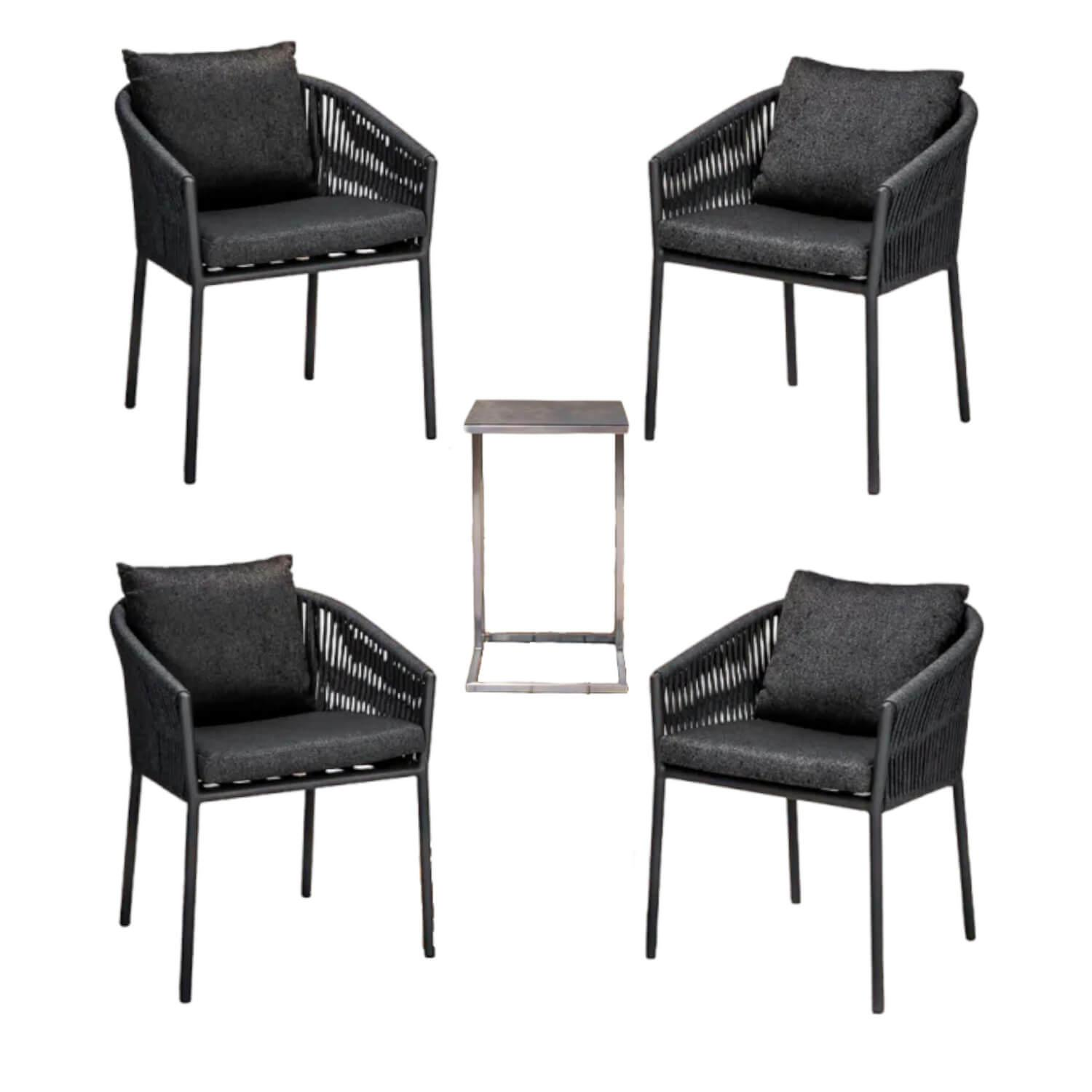 4er-Set Stühle Gabon Anthrazit Dunkelgrau Alu Charcoal von Gescova