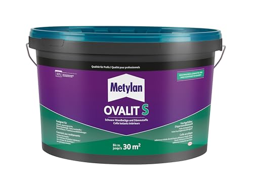 Henkel Metylan Ovalit S Spezialwandbelags-Kleber, gebrauchsfertiger, gefüllter Wandbelagsklebstoff für schwerste Wandbeläge, sehr hoher Klebkraft und Anfangshaftung, 1x12kg von Henkel
