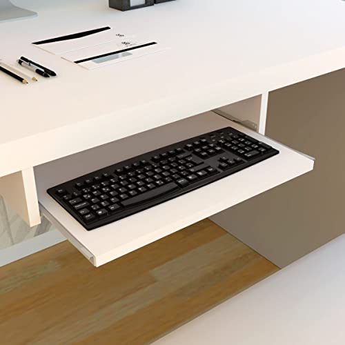 Henor Abnehmbare Tastaturablage aus Holz 55 x 31 x 11 cm unter Schreibtisch Weiß von Henor