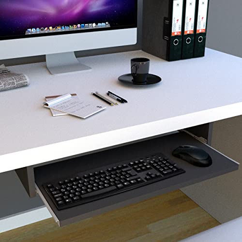Henor Abnehmbare Tastaturablage aus FSC® Holz 68 x 31 x 9 cm unter Schreibtisch Graphit von Henor