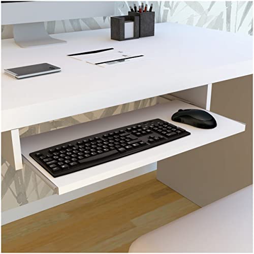 Henor Abnehmbare Tastaturablage aus FSC® Holz 68 x 31 x 9 cm unter Schreibtisch Weiß FSC® von Henor