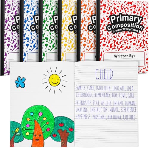 Henoyso 6 Pcs blank books for kids to write, Primary Composition Notebook K-2 Journal Ruled Books Kids 1st 2nd Grades 64 Pages Writing Drawing Practice for Preschool Kindergarten (Rainbow) von Henoyso