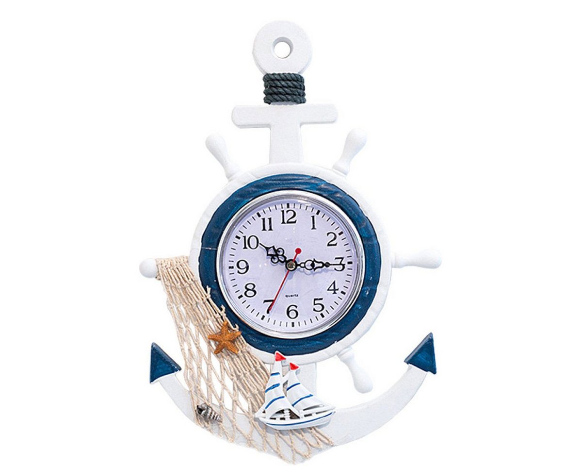 Henreal Wanduhr Anker Uhr mediterraner Stil Wanduhr Meer Thema nautisches Schiffsrad von Henreal