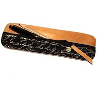 Federtasche Stifteetui Federmäppchen Federmappe Goldfarbenes Leder Ziegenleder & Stoff Mit Goldener Schrift Auf Schwarz Unikat von HenrietteClaire
