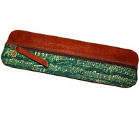 Federtasche Stiftetui Leder Stoff Musik Noten Unikat Gold Handarbeit Echtleder Musik Lehrerin Geschenk Musiklehrer Musiker Musicsheet von HenrietteClaire
