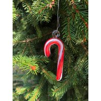 Zuckerstange Aus Glas, Handgemachter Baumschmuck, Winterliche Fensterdeko von Henriettenglas