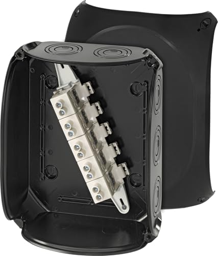 Hensel KF 2525 B Kabelabzweigkasten, Feuchtraumdose, Abzweigdose IP66 6-25 qmm 3phasig, 35 qmm 1phasig, 5polige, schwarz von Hensel