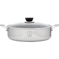 HENSSLERS Servierpfanne "HENSSLERS Servierpfanne & Bräter inkl. Glasdeckel" Edelstahl 2 Stk. tlg. 3-Schicht Material mit Wabenstruktur von Hensslers