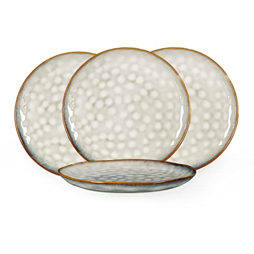 Henten Home Speiseteller Set, 4 teilig Teller Steingut, Beige Dessertteller Frühstücksteller- Flache Kuchenteller Salatteller Set für 4 Personen - 28cm von Henten Home