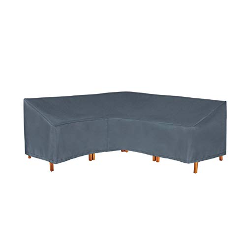 Hentex Cover Loungemöbel Abdeckhaube für L-Form Sofas，Wasserdichtes Atmungsaktives TPU Gewebe Abdeckhaube für Gartenmöbel ，Wasserdicht Schutz vor Wind UV schützende (Grau (210 * 270 * 85W*90H/65H cm) von Hentex Cover