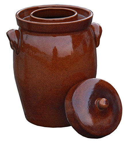 Gärtopf, Rumtopf, Sauerkrauttopf Einlegetopf braun - 10 Liter incl. Deckel + Beschwerungsstein von Hentschke Keramik