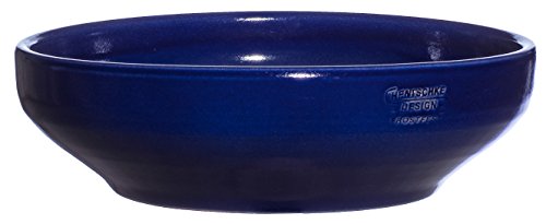 Hentschke Keramik Pflanzschale Grabschale Deko-Schale frostfest Ø 32 x 8 cm, Effekt blau, 039.L32.64 Schale mit Bodenloch von Hentschke Keramik
