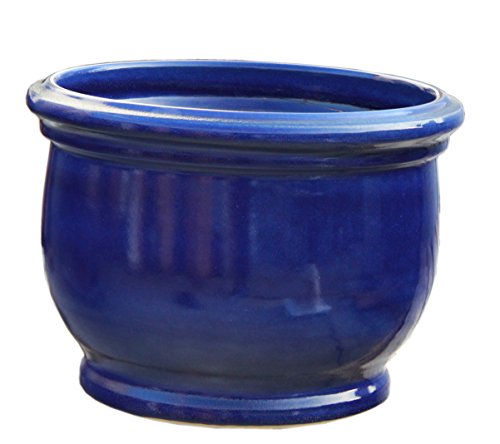 Hentschke Keramik Pflanztopf/Pflanzkübel frostsicher Ø 25 x 19 cm, Effekt blau, 040.025.64 Blumenkübel für Draußen + Innen - Made in Germany von Hentschke Keramik