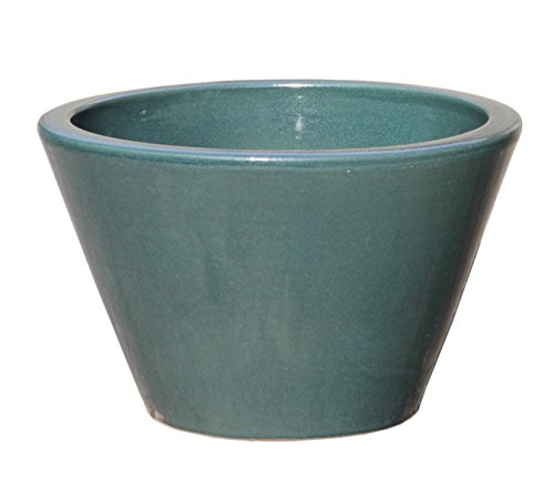 Hentschke Keramik Pflanztopf/Pflanzkübel frostsicher Ø 45 x 27 cm, Effekt grün, 350.045.66 Blumenkübel für Draußen + Innen - Made in Germany von Hentschke Keramik