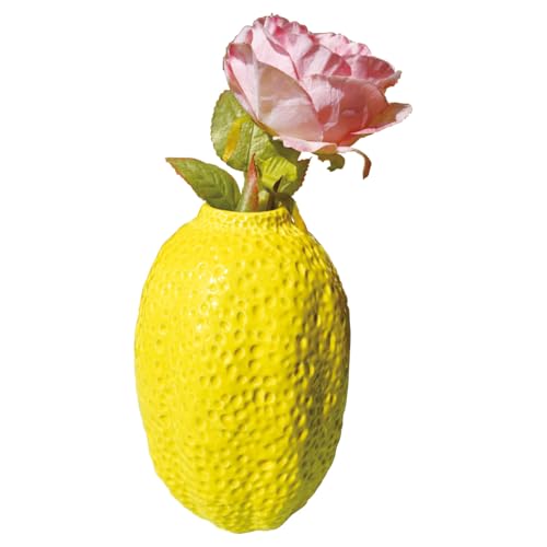 Zitronenförmige Vase, Keramik Zitrone Blumenvase, Obstform Pflanztopf Obst Blumenbehälter für Couchtisch Büro Garten Balkon von Heoclao