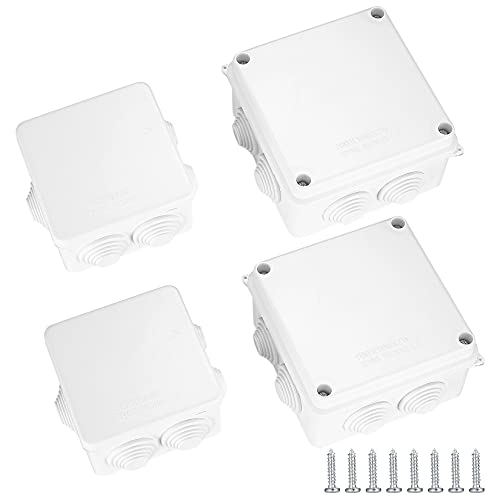 4 Stück IP65 Anschlussdose Wasserdicht, ABS Gehäuse Abzweigdose, Außen Kunststoff Steckerverschraubung Elektrische Box, Weiß Externe Wasserdichte Kabelanschlussdose von Heozhuyi