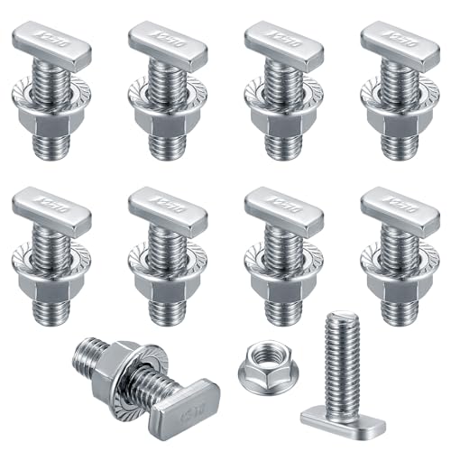 Hammerkopfschrauben M10x30, 10 Stk T-Nut-Schiebe-Schrauben mit 10 Stk Flanschmuttern Sechskantmuttern, T-Nut Bolzen, Gewächshaus Schrauben für PV Module Photovoltaik-Aluprofil Gewächshaus Hammerkopfschrauben M10x30, 10 Stk T-Nut-Schiebe-Schrauben mit 10 Stk Flanschmuttern Sechskantmuttern, T-Nut Bolzen, Gewächshaus Schrauben für PV Module Photovoltaik-Aluprofil Gewächshaus von Heozhuyi