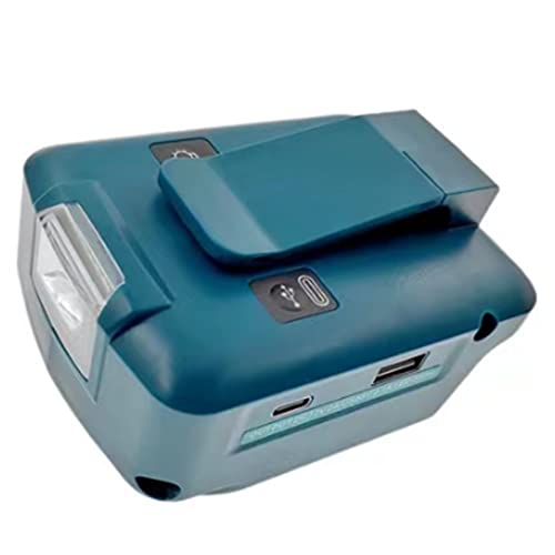 Heozlion Akkuadapter für Ma-Kita 18 V ADP05 mit GüRtelclip & USB-LadegeräT & 12-V-Gleichstromanschluss & Typ-C-Anschluss & 3-W-LED-Taschenlampe von Heozlion
