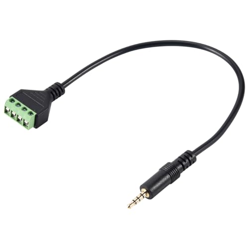 Hepzest 3,5-Mm-Schraubklemmenadapter-Lautsprecherkabel 4-Adriges Stereo-TRRS-Steckerloch zum AV-4-Schraubklemmen-Balun-Verbindungskabel von Hepzest