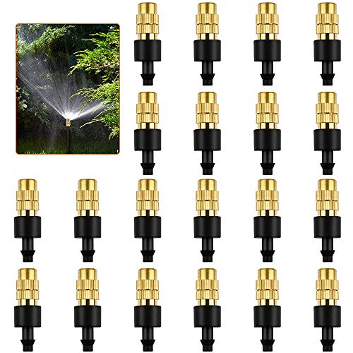 20 Stück Sprinkler Düse Messing Spühdüsen Nebeldüse Einstellbare Sprühdüsen Wasser Nebel Sprinkler für Gras von Heqishun