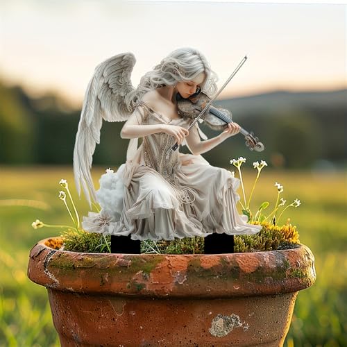 HerYinger Baum Elfe Gartenstecker Dekoration Acryl 2D Ornamente Pflanze Lustige Gartenfiguren Baumstecker Gartenschilder Blumenstecker Frühlingsdeko für Hof Rasen Terrasse (Fee Violine) von HerYinger