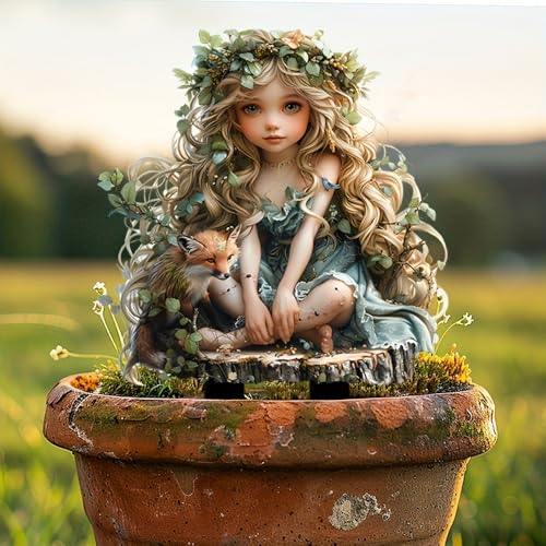 HerYinger Baum Elfe Gartenstecker Dekoration Acryl 2D Ornamente Pflanze Lustige Gartenfiguren Baumstecker Gartenschilder Blumenstecker Frühlingsdeko für Hof Rasen Terrasse (FeeFuchs) von HerYinger