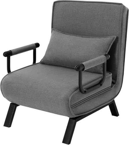 HerYinger Gästebett Für Verstellbarer Rückenlehne Schlafsofa mit Bettfunktion Schlafsessel mit bettfunktion,Platzsparendes Gästebett Wohnzimmer Schlafzimmer, Balkon Metallrahmen Leinen (Dunkelgrau) HerYinger Gästebett Für Verstellbarer Rückenlehne Schlafsofa mit Bettfunktion Schlafsessel mit bettfunktion,Platzsparendes Gästebett Wohnzimmer Schlafzimmer, Balkon Metallrahmen Leinen (Dunkelgrau) von HerYinger